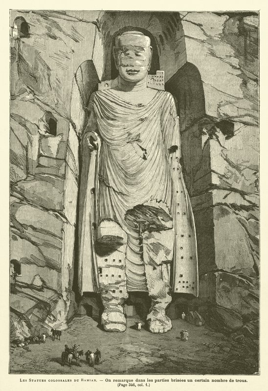 Le Statue Colossali di Bamian (incisione) da French School