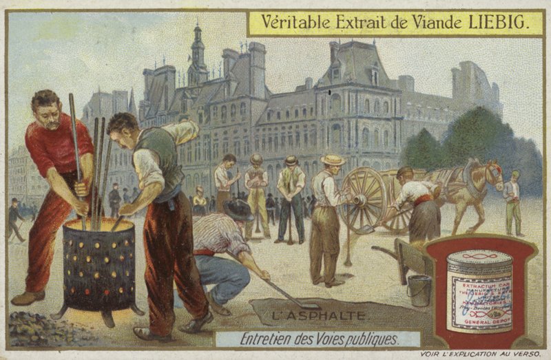 Carta Liebig con manutenzione stradale da French School