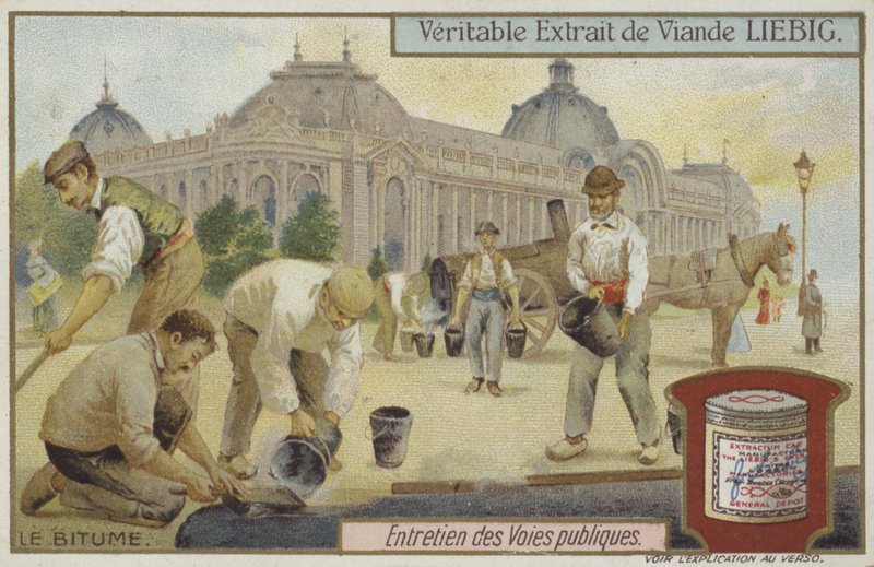 Carta Liebig con manutenzione stradale da French School