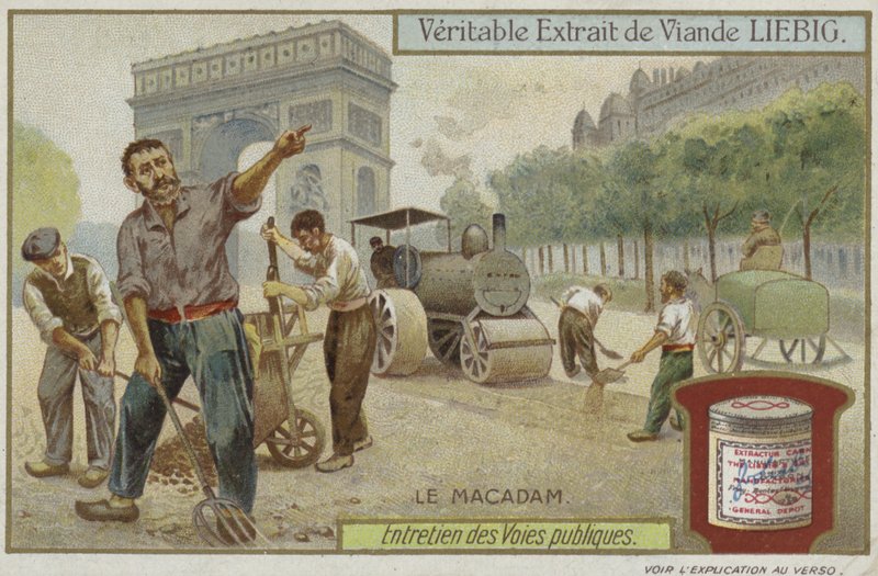 Carta Liebig con manutenzione stradale da French School
