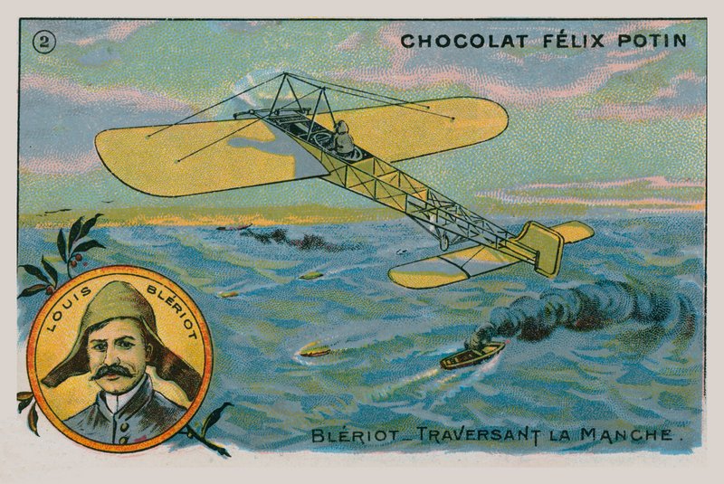 Louis Bleriot attraversa la Manica in aereo, 1909 da French School