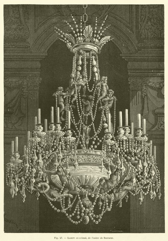 Lampadario in cristallo, dalla fabbrica di Baccarat da French School