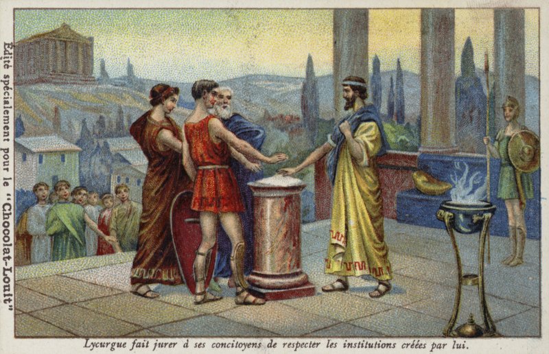 Licurgo di Sparta fa giurare ai suoi concittadini di rispettare le istituzioni da lui stabilite da French School