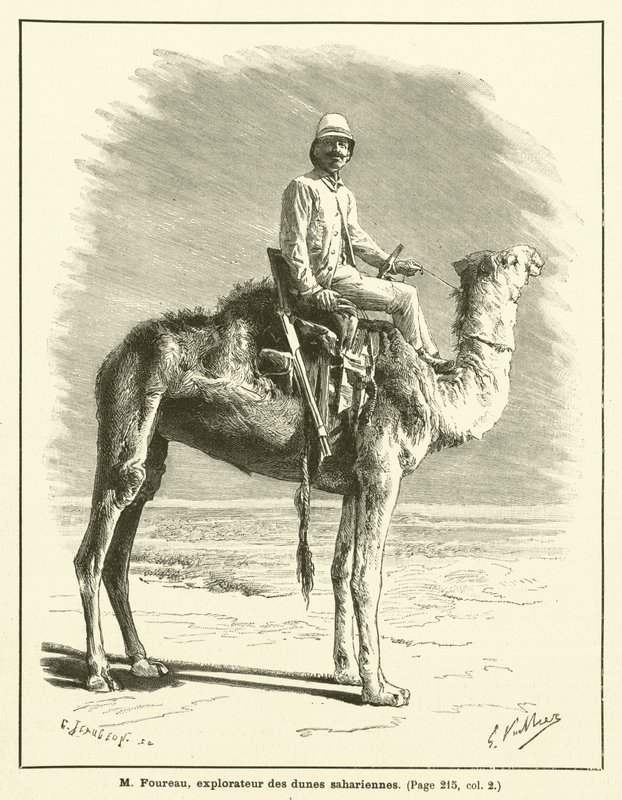 M Foureau, esploratore delle dune sahariane (incisione) da French School