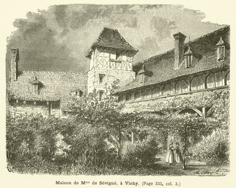 Casa di Madame de Sevigne, a Vichy (incisione) da French School