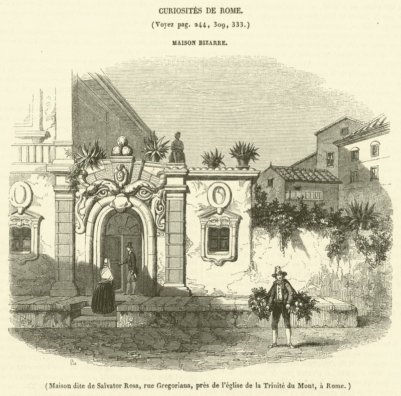 Casa detta di Salvator Rosa, via Gregoriana, vicino alla chiesa della Trinità dei Monti, a Roma da French School