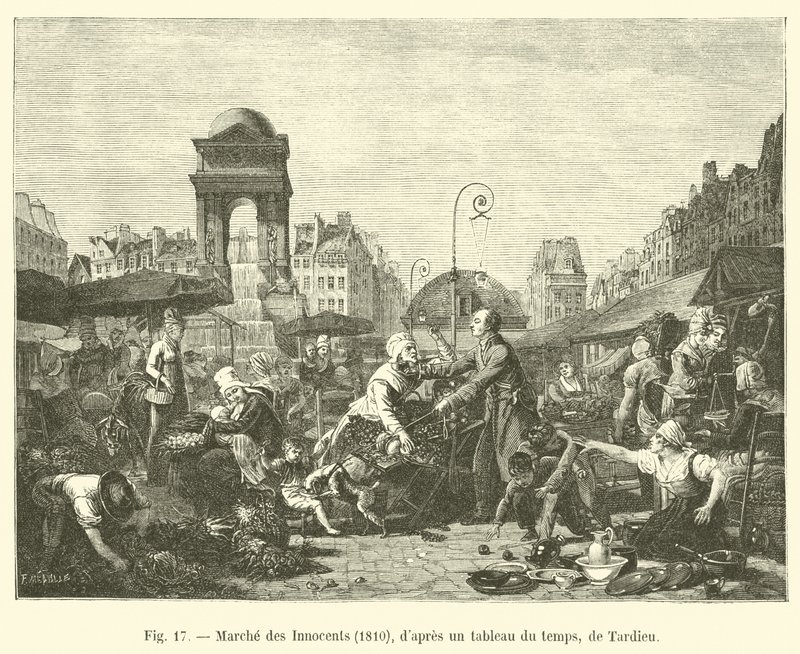Mercato degli Innocenti, 1810, secondo un quadro dell