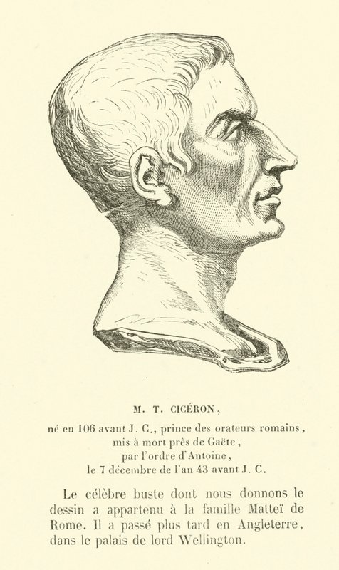 Marco Tullio Cicerone, politico, oratore e filosofo romano (incisione) da French School
