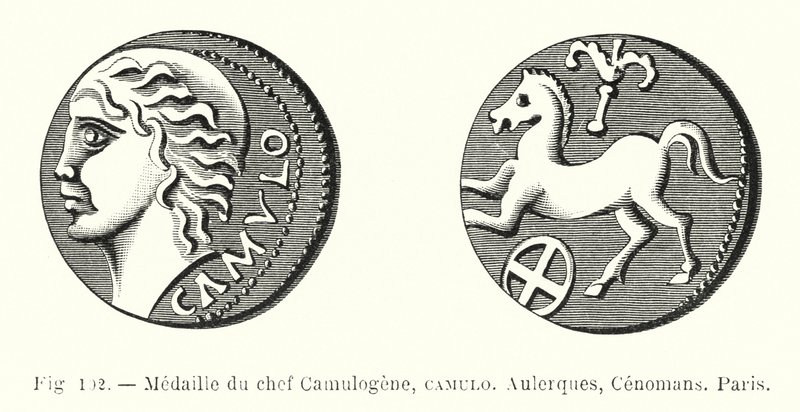 Medaglia del capo Camulogene, Camulo, Aulerques, Cenomani, Parigi da French School