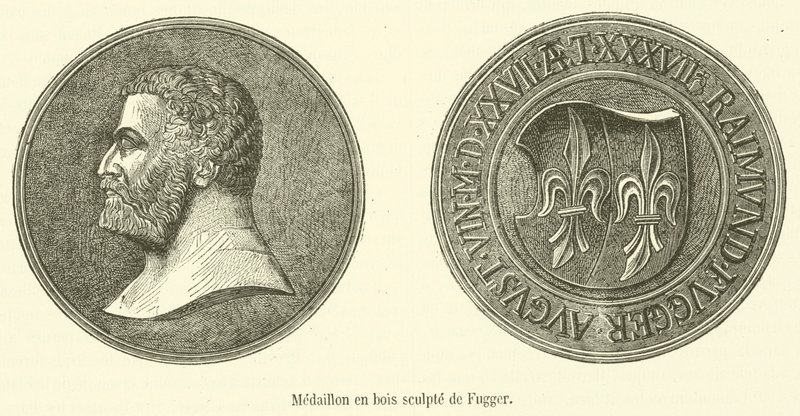 Medaglione in legno scolpito di Fugger da French School