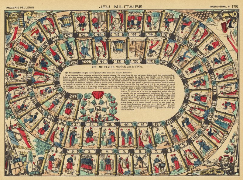 Gioco da tavolo militare (litografia a colori) da French School