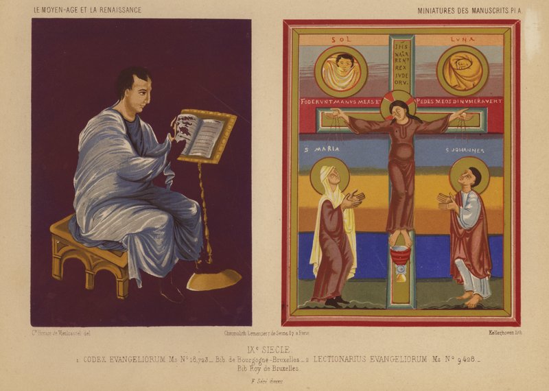 Miniature da manoscritti illuminati del IX secolo da French School