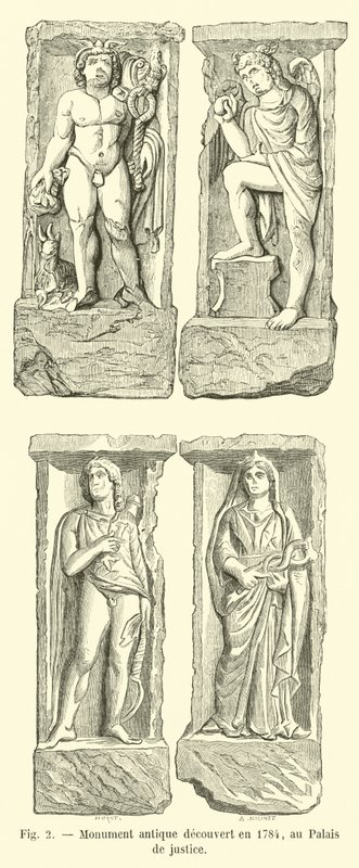 Monumento antico scoperto nel 1784, al Palazzo di giustizia da French School