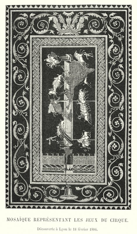 Mosaico rappresentante i giochi del circo, scoperto a Lione il 18 febbraio 1806 da French School
