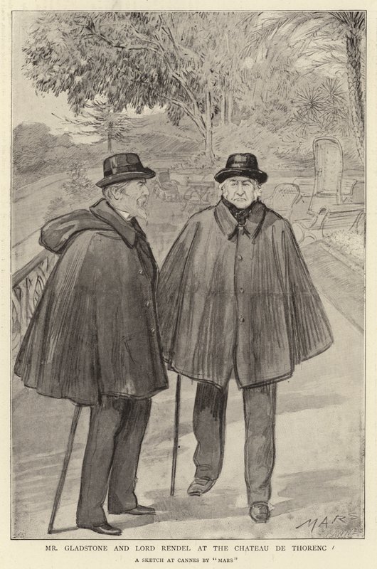 Il signor Gladstone e Lord Rendel al Castello di Thorenc (litografia) da French School