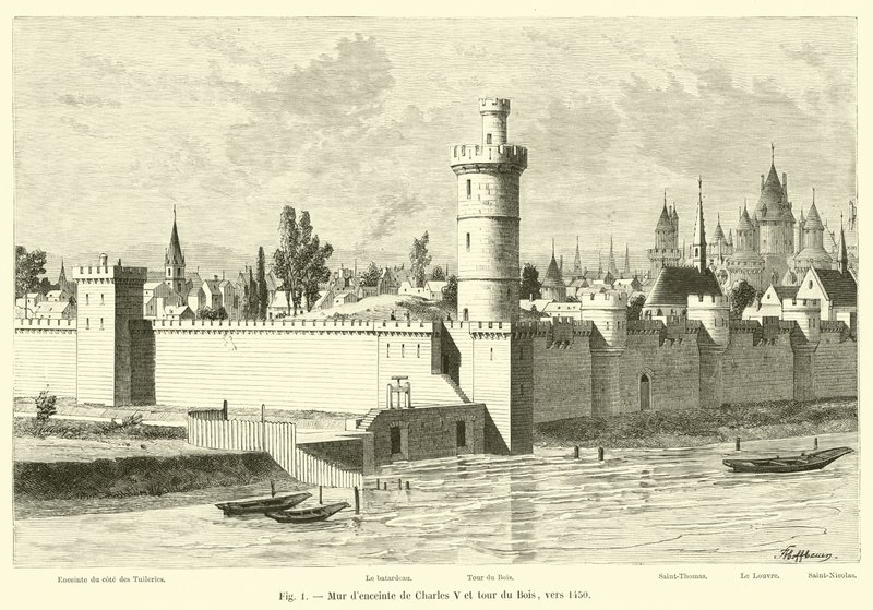 Mura di cinta di Carlo V e torre del Bois, verso il 1450 da French School
