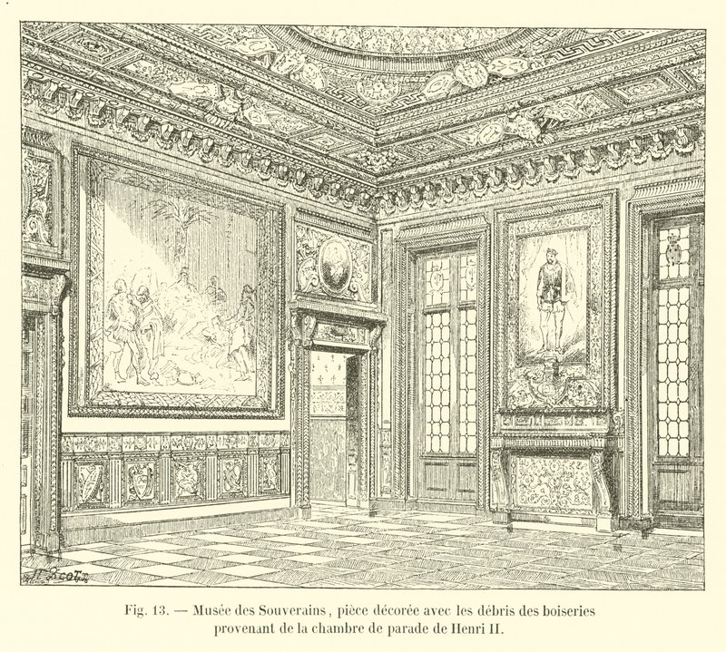 Museo dei Sovrani, stanza decorata con i resti delle boiserie provenienti dalla camera di parata di Enrico II da French School
