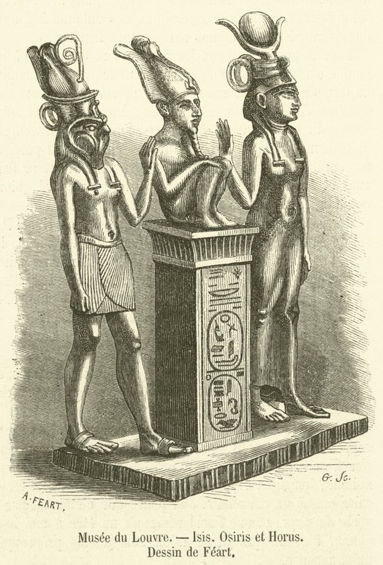 Museo del Louvre, Iside, Osiride e Horus (incisione) da French School