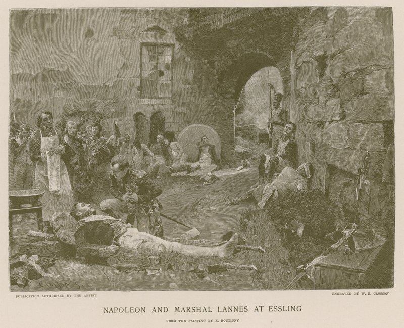 Napoleone e il maresciallo Lannes a Essling da French School