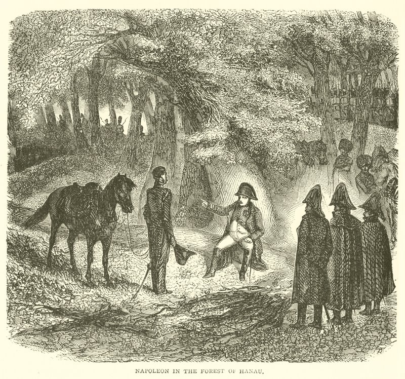 Napoleone nella foresta di Hanau (incisione) da French School