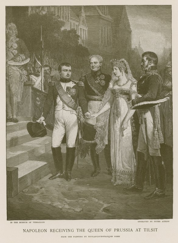 Napoleone riceve la Regina di Prussia a Tilsit da French School