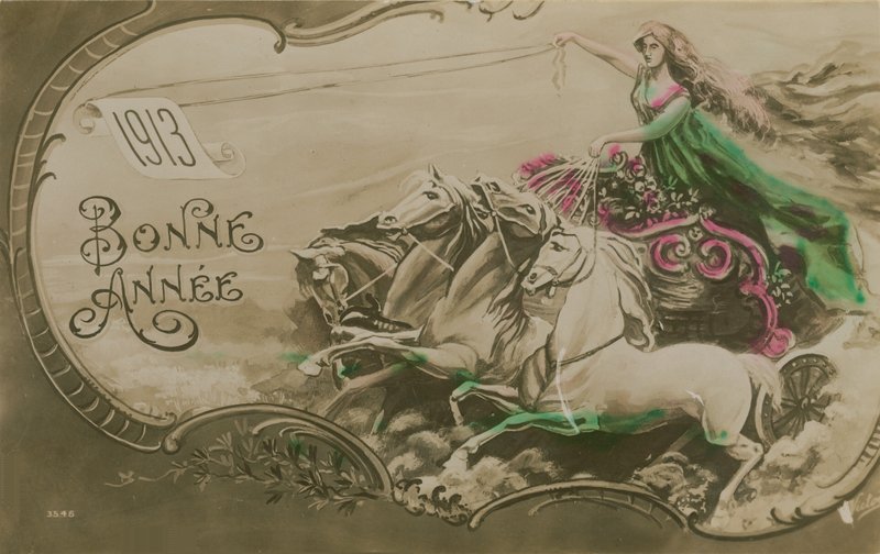 Cartolina di auguri di Capodanno, 1913. Cartolina inviata nel 1913. da French School