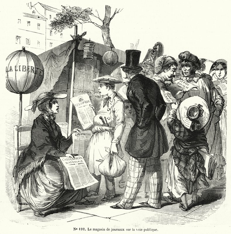 Edicola su una strada pubblica (incisione) da French School