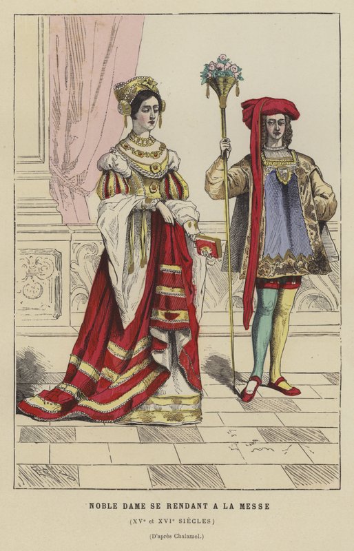 Nobile donna che va a Messa, XV o XVI secolo da French School