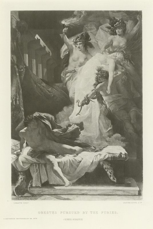Oreste perseguitato dalle furie (incisione) da French School