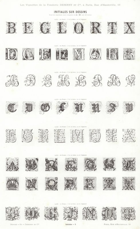 Pagina da Vignettes Typographiques (incisione) da French School