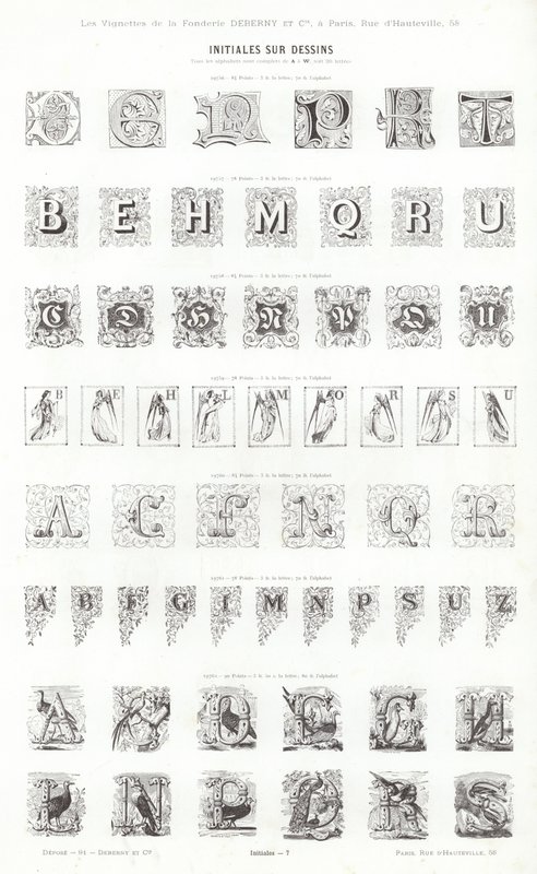 Pagina da Vignettes Typographiques (incisione) da French School