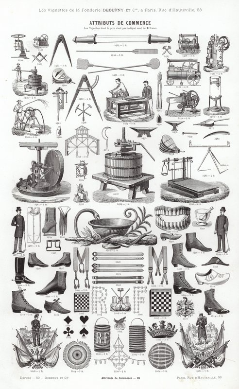 Pagina da Vignettes Typographiques (incisione) da French School