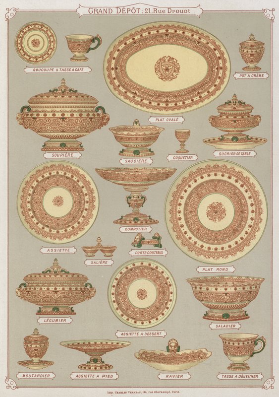 Pagina del catalogo del Grand Depot de Porcelaines, Faiences et Verreries da French School