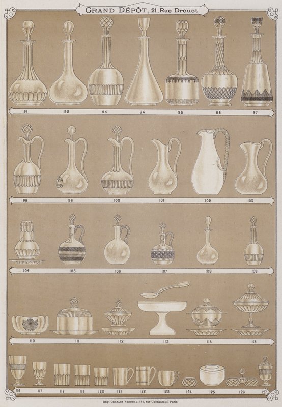 Pagina dal catalogo del Grand Depot de Porcelaines, Faiences et Verreries da French School