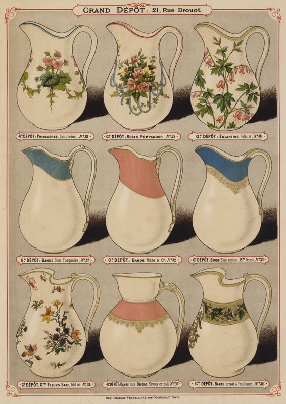 Pagina dal catalogo del Grand Depot de Porcelaines, Faiences et Verreries da French School