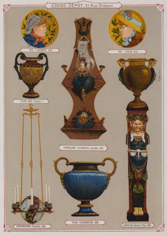 Pagina dal catalogo del Grand Depot de Porcelaines, Faiences et Verreries da French School