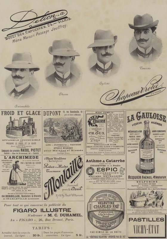 Pagina di pubblicità da Le Figaro Illustre, dicembre 1897 (litografia) da French School