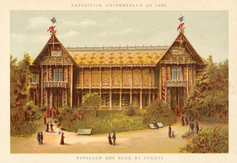 Padiglione delle Acque e Foreste, Esposizione Universale 1889, Parigi da French School
