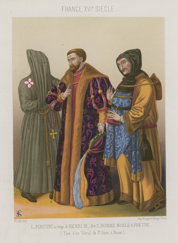 Penitente al tempo di Enrico III con un nobile e un prete da French School