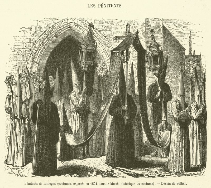Penitenti di Limoges, costumi esposti nel 1874 nel Museo storico del costume da French School