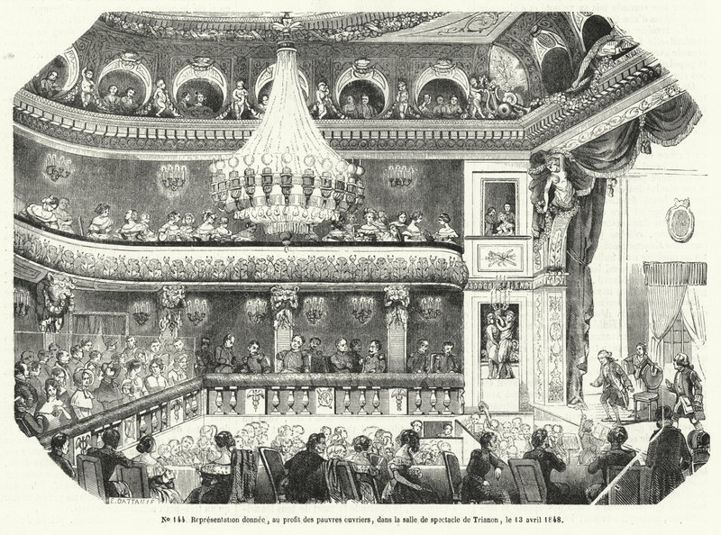 Spettacolo dato a beneficio dei poveri lavoratori nel Trianon, Versailles da French School