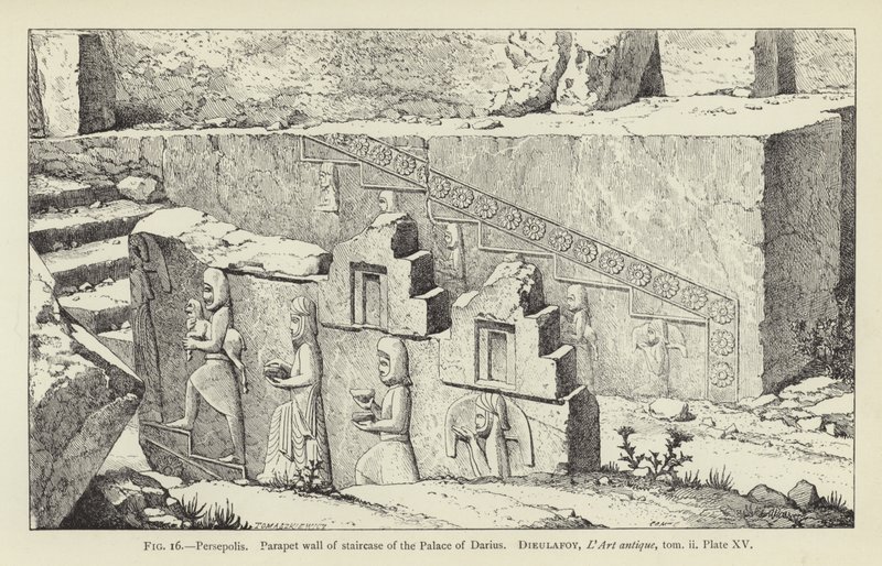 Persepoli, Muro di parapetto della scala del Palazzo di Dario da French School