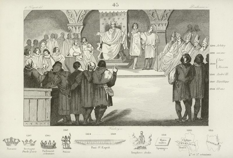 Filippo IV di Francia convoca gli Stati Generali, Palazzo del Louvre, Parigi, 1302 da French School