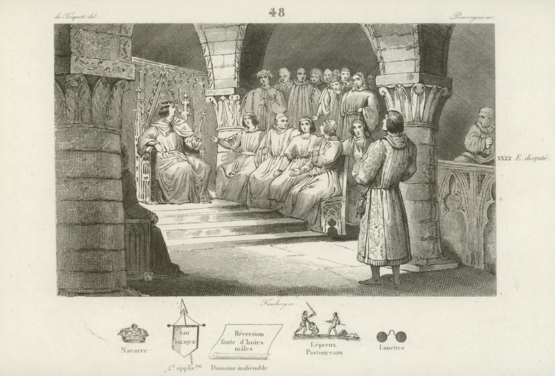 Filippo V di Francia e gli Stati Generali respingono la pretesa al trono di Giovanna II di Navarra, c1317 da French School