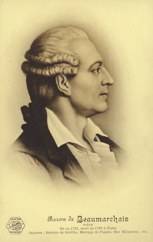 Pierre Beaumarchais (1732-1799), drammaturgo francese (litografia) da French School