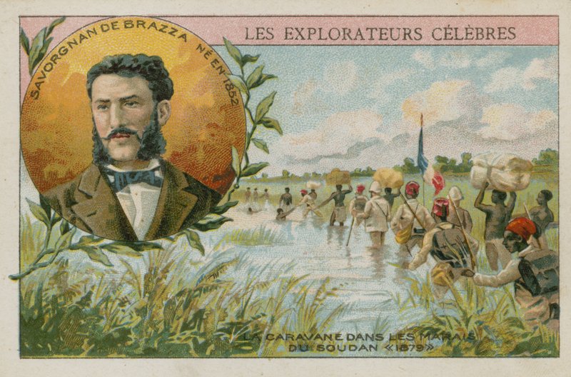 Pierre Savorgnan de Brazza, esploratore francese di origine italiana (cromolito) da French School