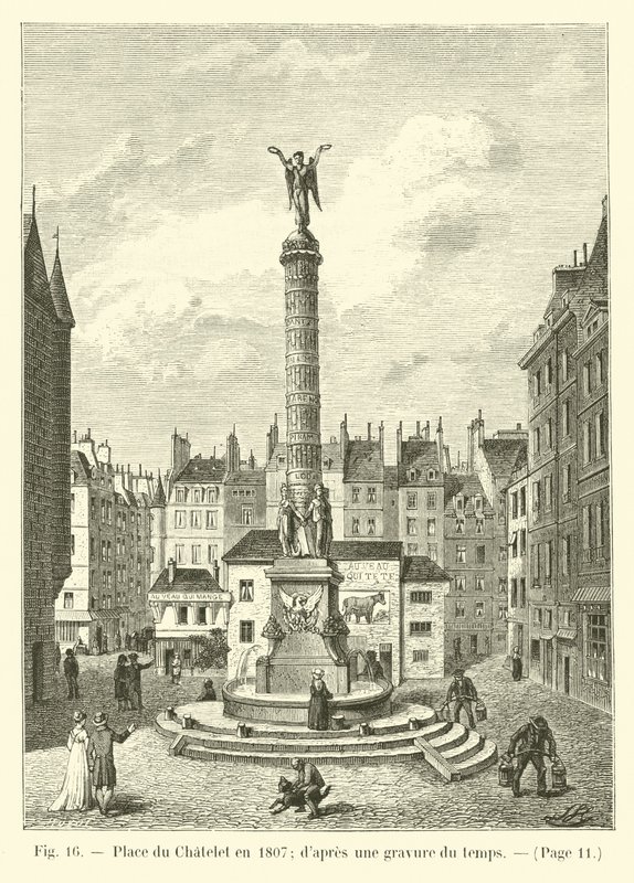 Piazza del Chatelet nel 1807 da French School