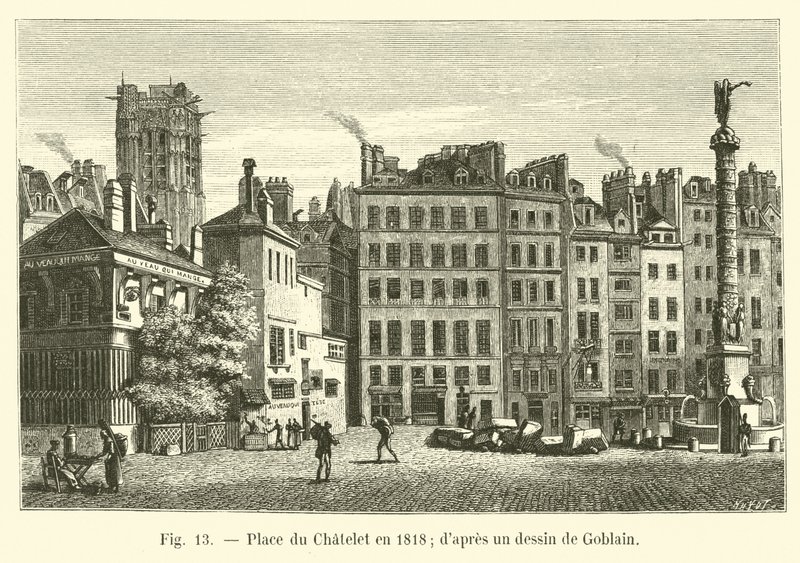 Piazza del Chatelet nel 1818 da French School