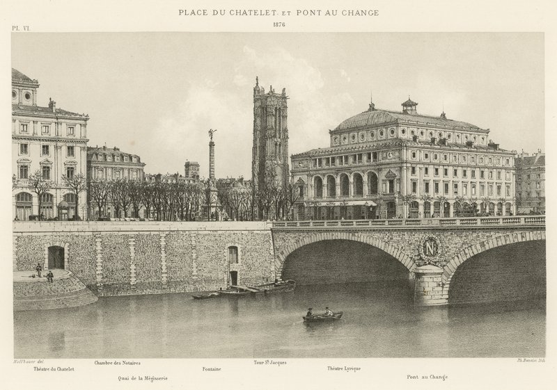 Place du Châtelet e Pont au Change, 1876 da French School