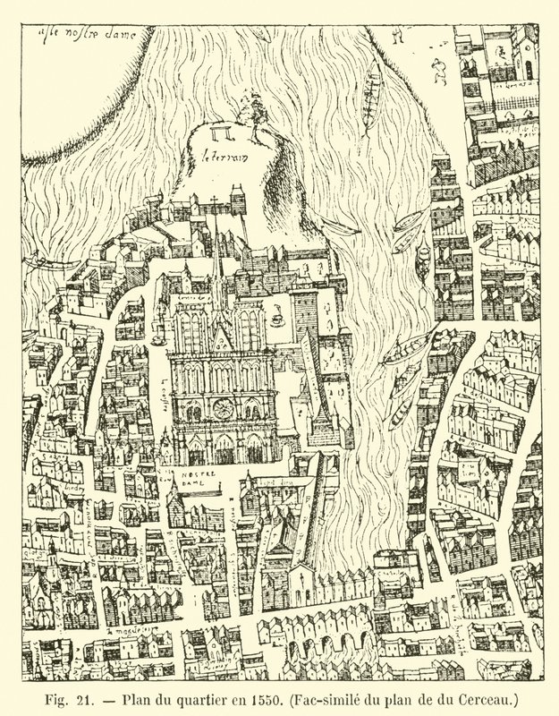 Piano del quartiere nel 1550, Fac-simile del piano di du Cerceau da French School